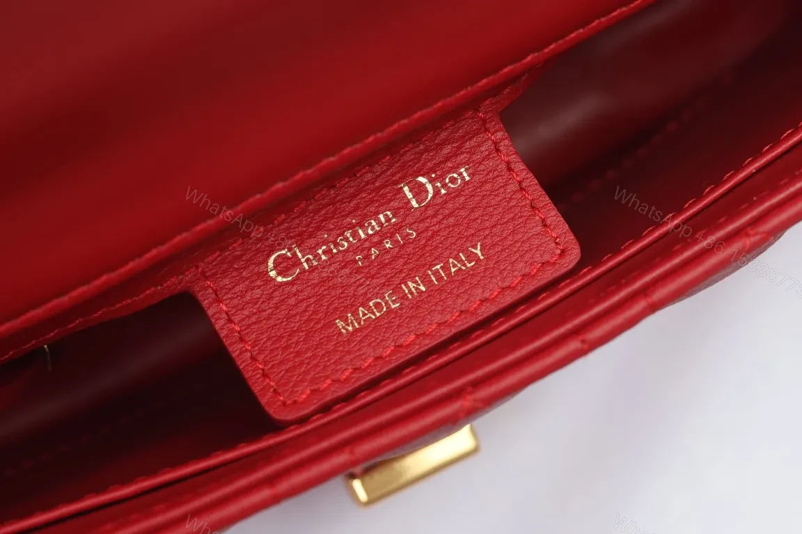 View 7 of Vibrant Red Quilted Leather Shoulder Bag, Gold Hardware, Luxe Clutch-Style