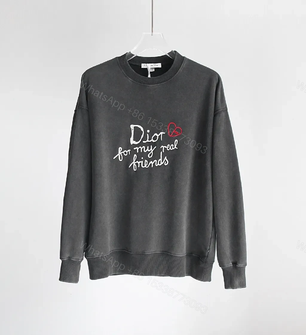 Charcoal Cotton Embroidered Logo Sweatshirt — Luxe Street Style — view 1