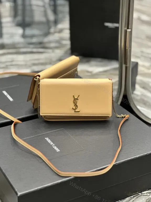 Chic Beige Leather Crossbody with Gold Emblem — view 1