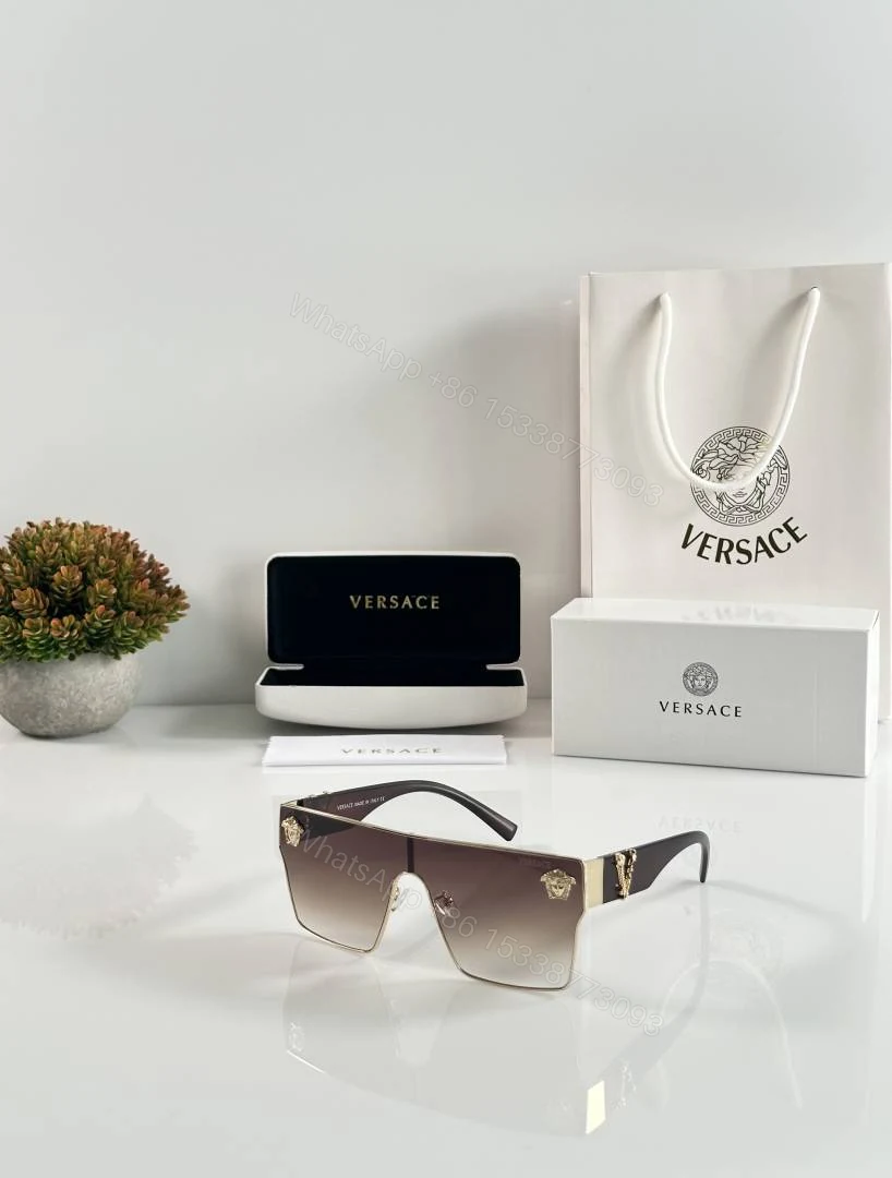 First Copy Versace 10086 Gold Brown Sunglasses — view 1
