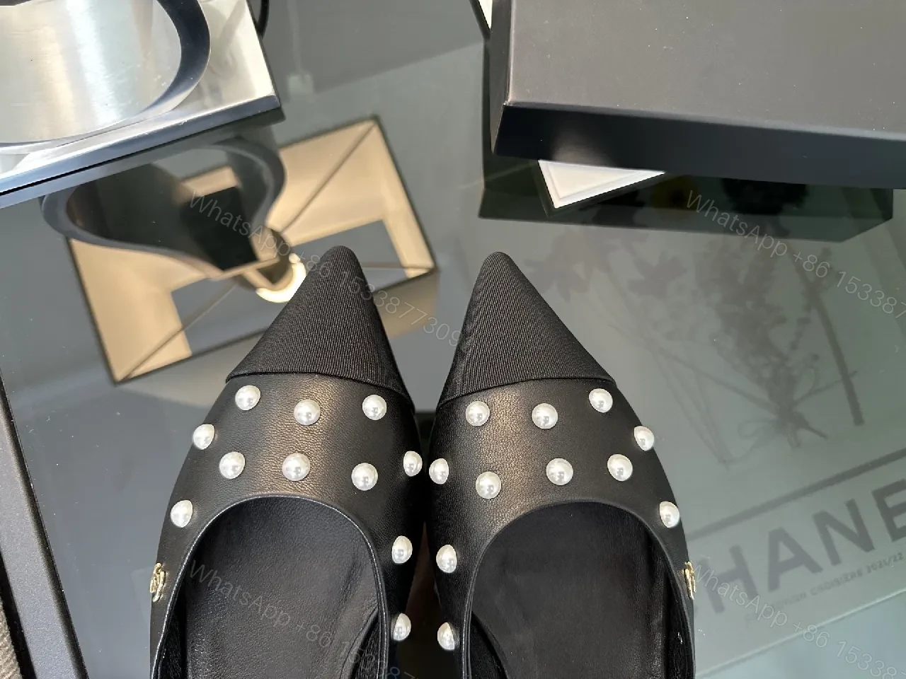 View 9 of Pearl-Detail Pointed-Toe Slingbacks: Sophisticated Everyday Elevation