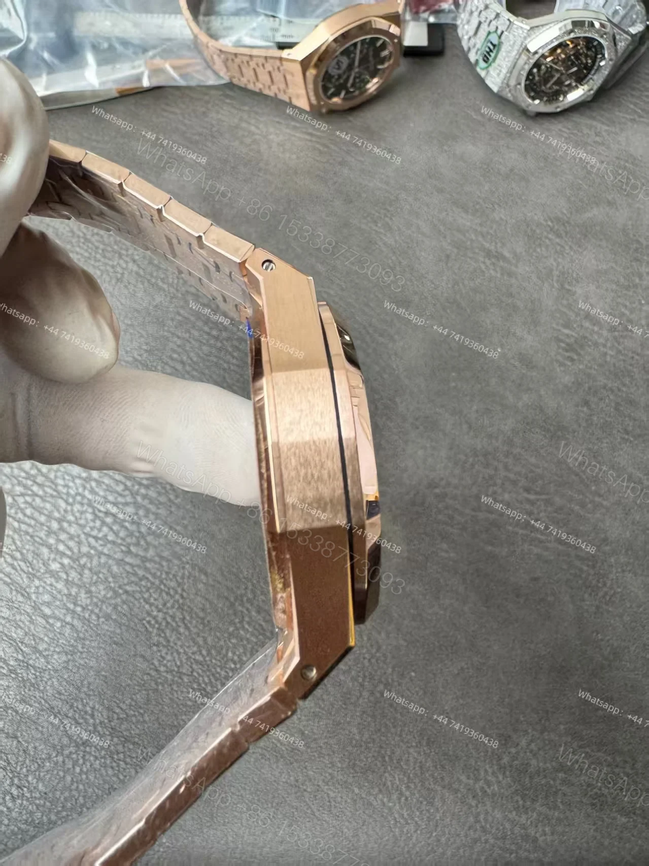 View 9 of Audemars Piguet Super Clone Royal Oak Rose Gold Blue Dial 26240 Chronograph 41mm Cal.4401