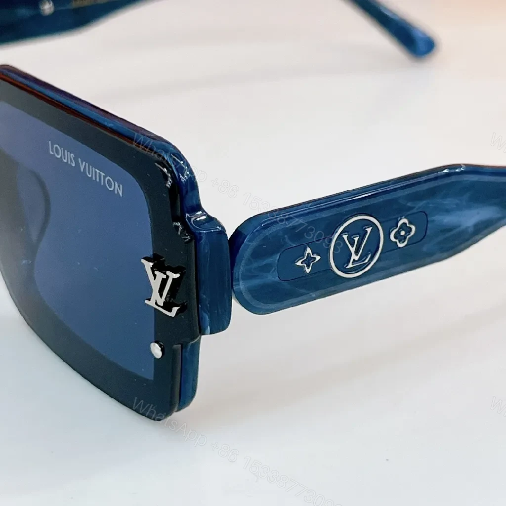 View 7 of Bold Frame Sunglasses with LV Detailing - Square Acetate Shades