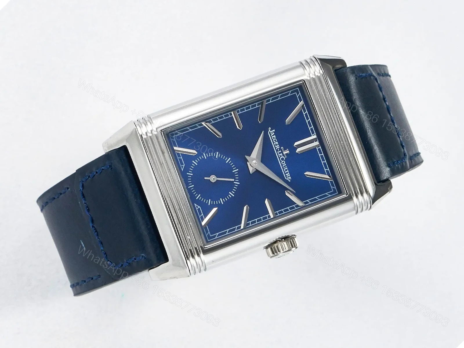 View 13 of Reverso Tribute Duoface Small Seconds SS MGF Best Edition Blue Dial on Blue Leather Strap A854A