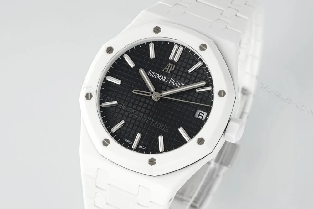 View 2 of Royal Oak 41mm 15500 White Ceramic/Cer Black Dial APSF A4302 Super Clone