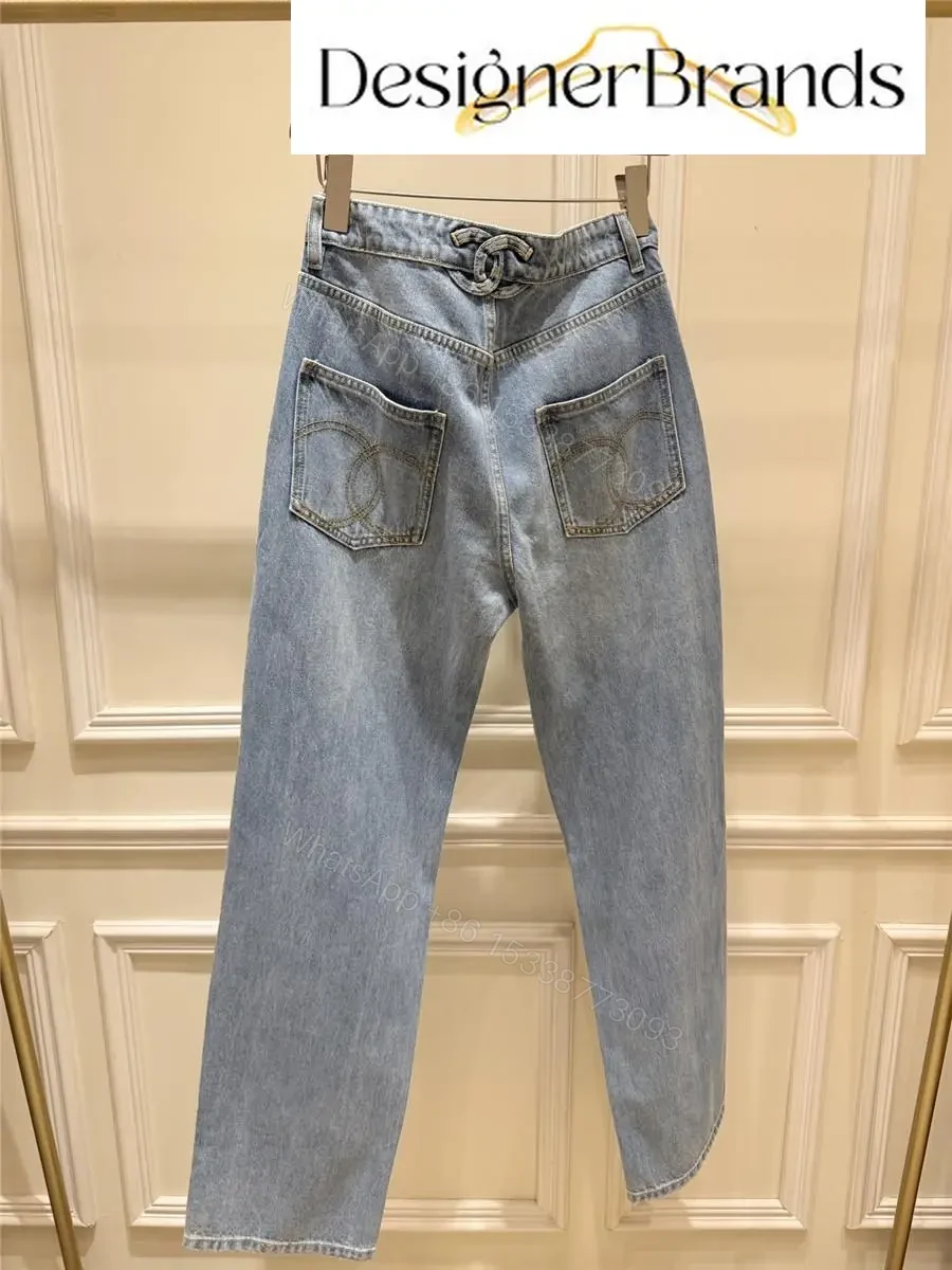 View 7 of Chanel Light Wash High-Waisted Straight-Leg Jeans