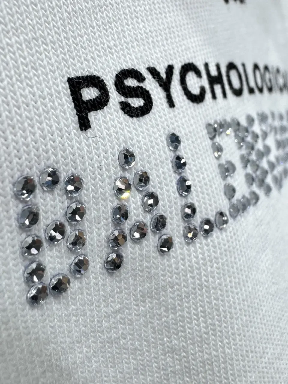 View 8 of White Cotton Crew-Neck T-shirt: Psychological Balenciaga Print