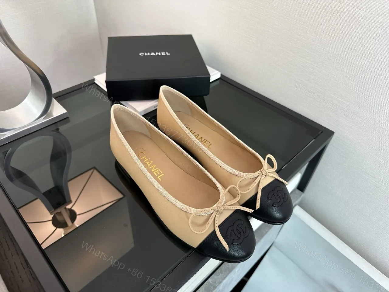 Two-Tone Ballet Flats with Subtle Designer Toe Detail — view 1