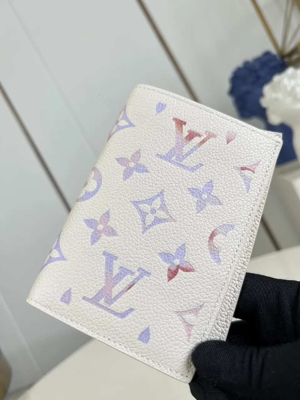View 4 of Pastel Gradient Monogram Wallet: Luxe Texture, Compact Bi-Fold