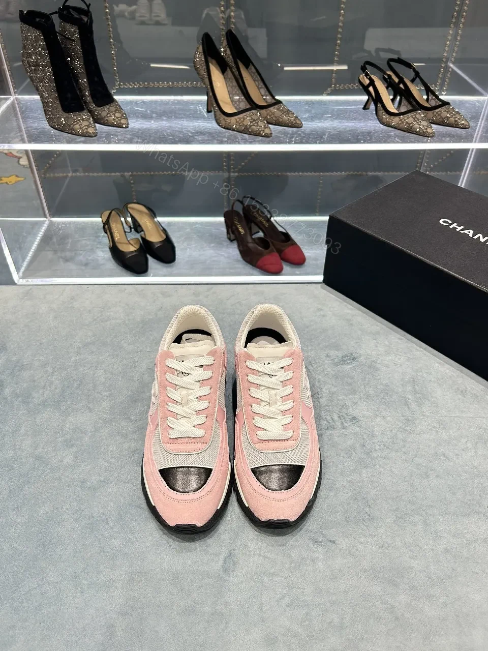 View 2 of Pink Mesh Ballerina-Style Sneaker with Luxe Quilted Detail