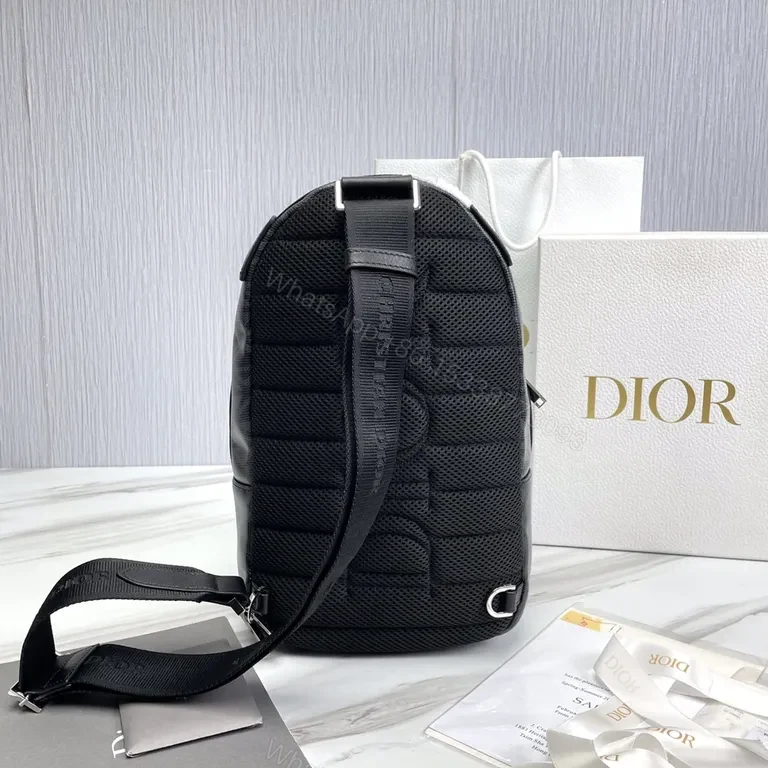 View 4 of Dior Luxe Backpack: Patterned Leather-Trim, All-Day Comfort