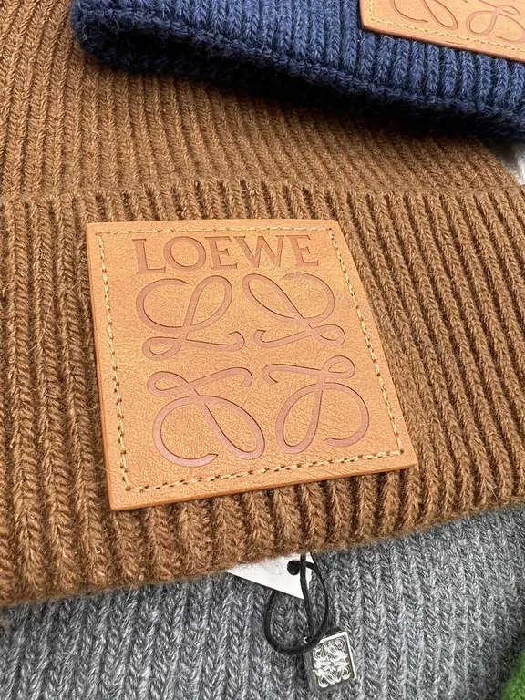 View 5 of Cozy Knit Beanie with Leather Patch â€“ Luxe Loewe-Inspired Style