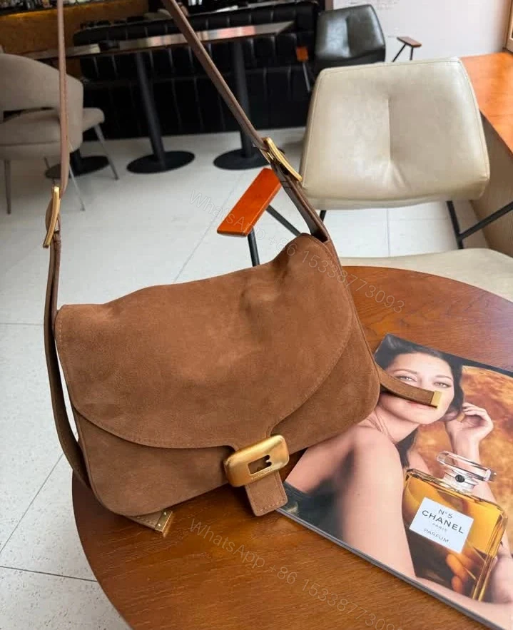 View 2 of Replica Balenciaga Clicca Medium Muscade Suede Shoulder Bag