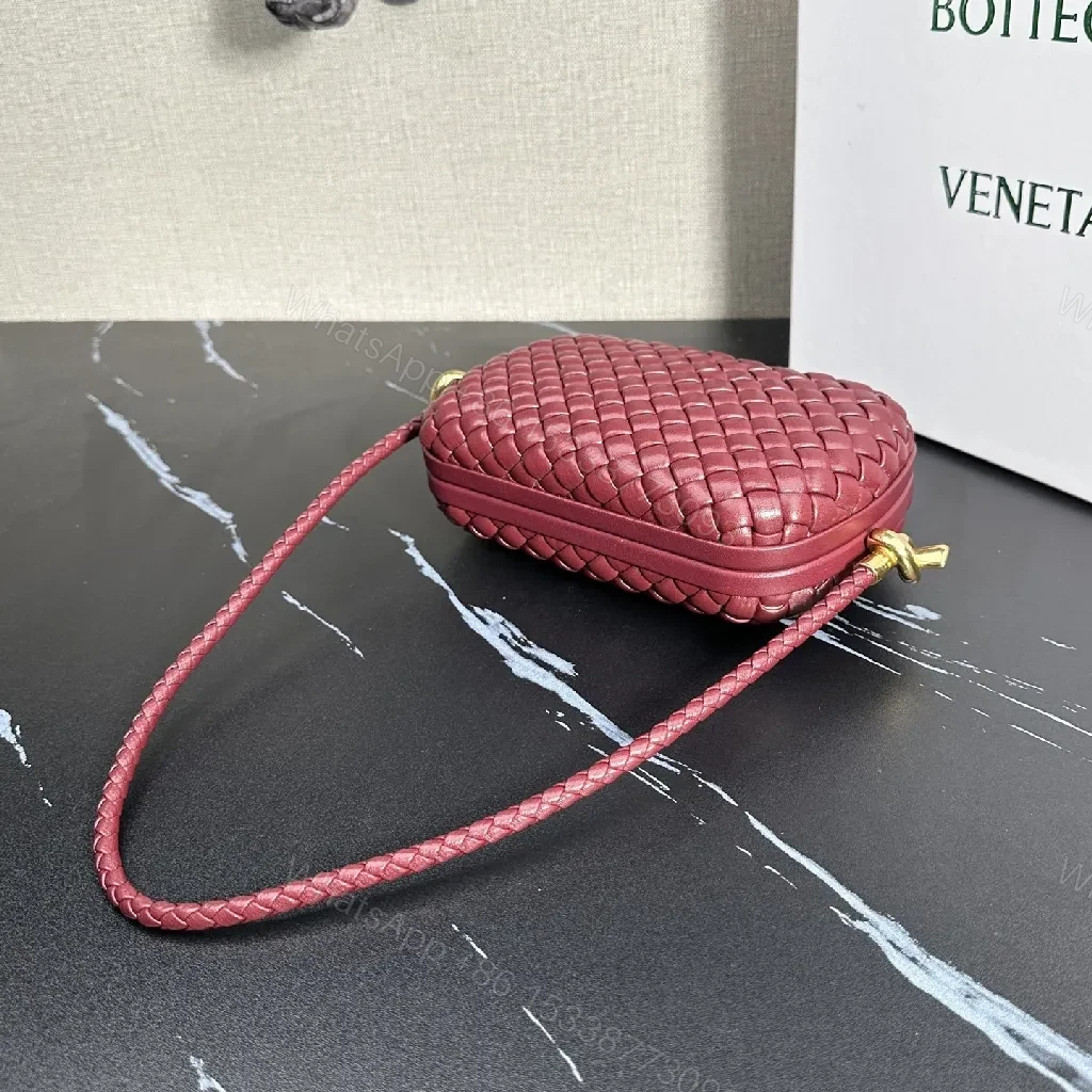 View 6 of Richly Textured Burgundy Crossbody Bag – Woven Leather, Compact Style