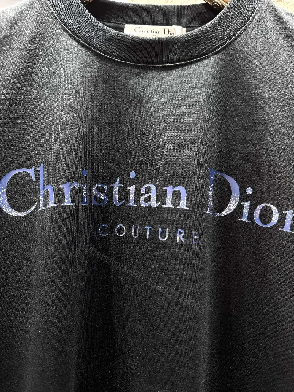 View 10 of Black Cotton Tee: Dior Couture Crest Graphic Shine