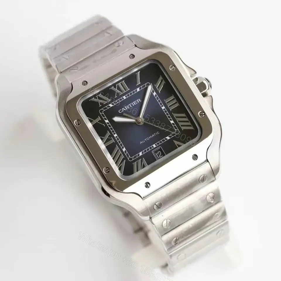 View 5 of Cartier super clone Santos Black Dial Steel Bracelet Premium 40MM RG-CARTIER-SANTOS-BLK-STL-40