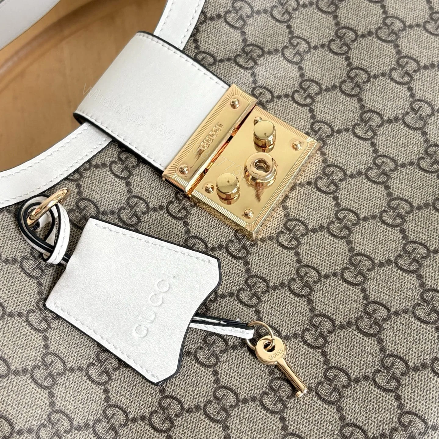 View 7 of GUCCI PADLOCK GG MEDIUM SHOULDER BAG WHITE 29CM