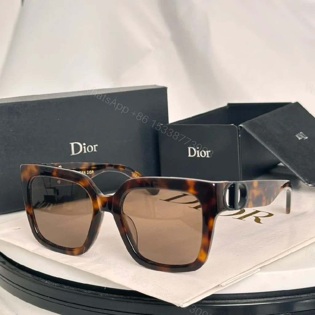 View 7 of Bold Black Dior-Style Frames: Oversized Gold Accent Sunglasses