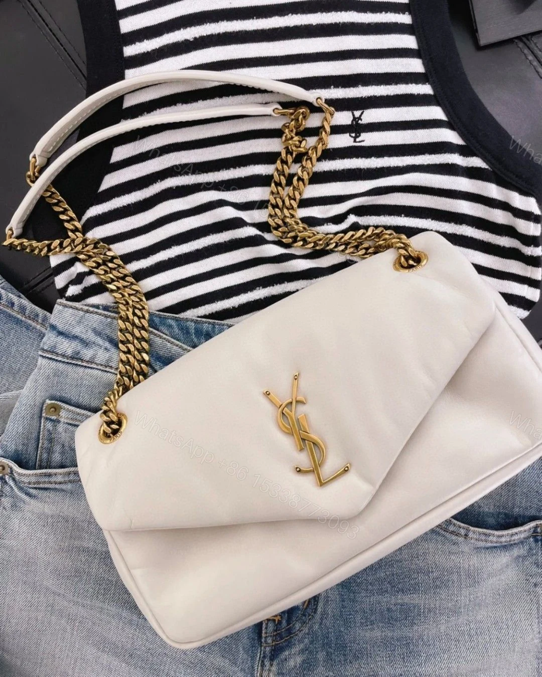 View 3 of YSL Saint Laurent Calypso Shoulder Bag First Copy | AAA+ Replica Designer Bag