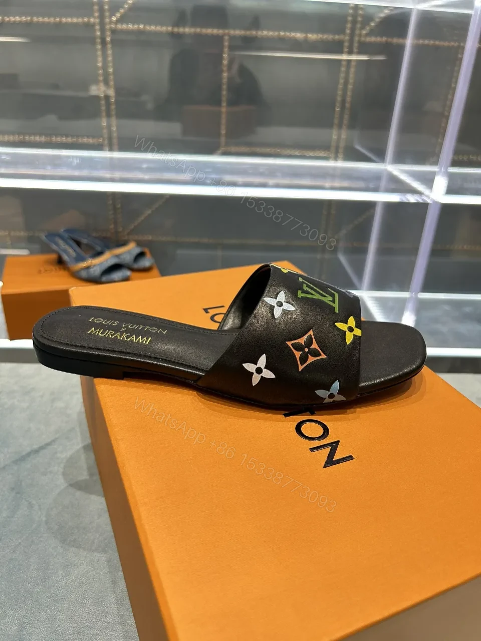 View 6 of Colorful Rainbow Monogram Slide Sandals