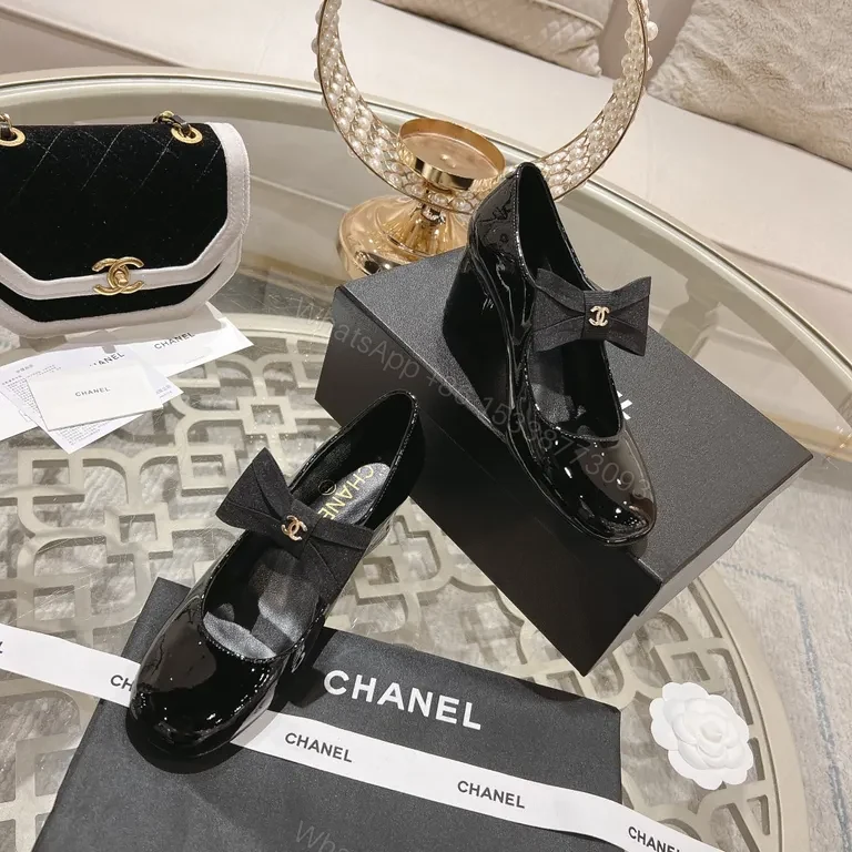 View 3 of Chanel-Inspired Black Patent Bow Loafers â€“ Signature Comfort