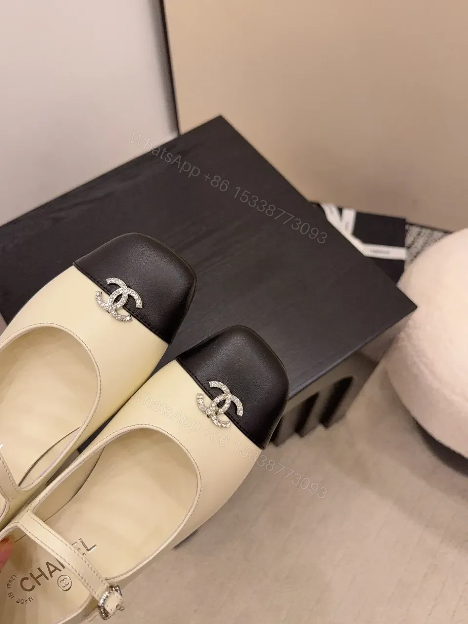 View 8 of Two-Tone Mary Jane Flats with Logo Hardware, Elegant Everyday Footwear