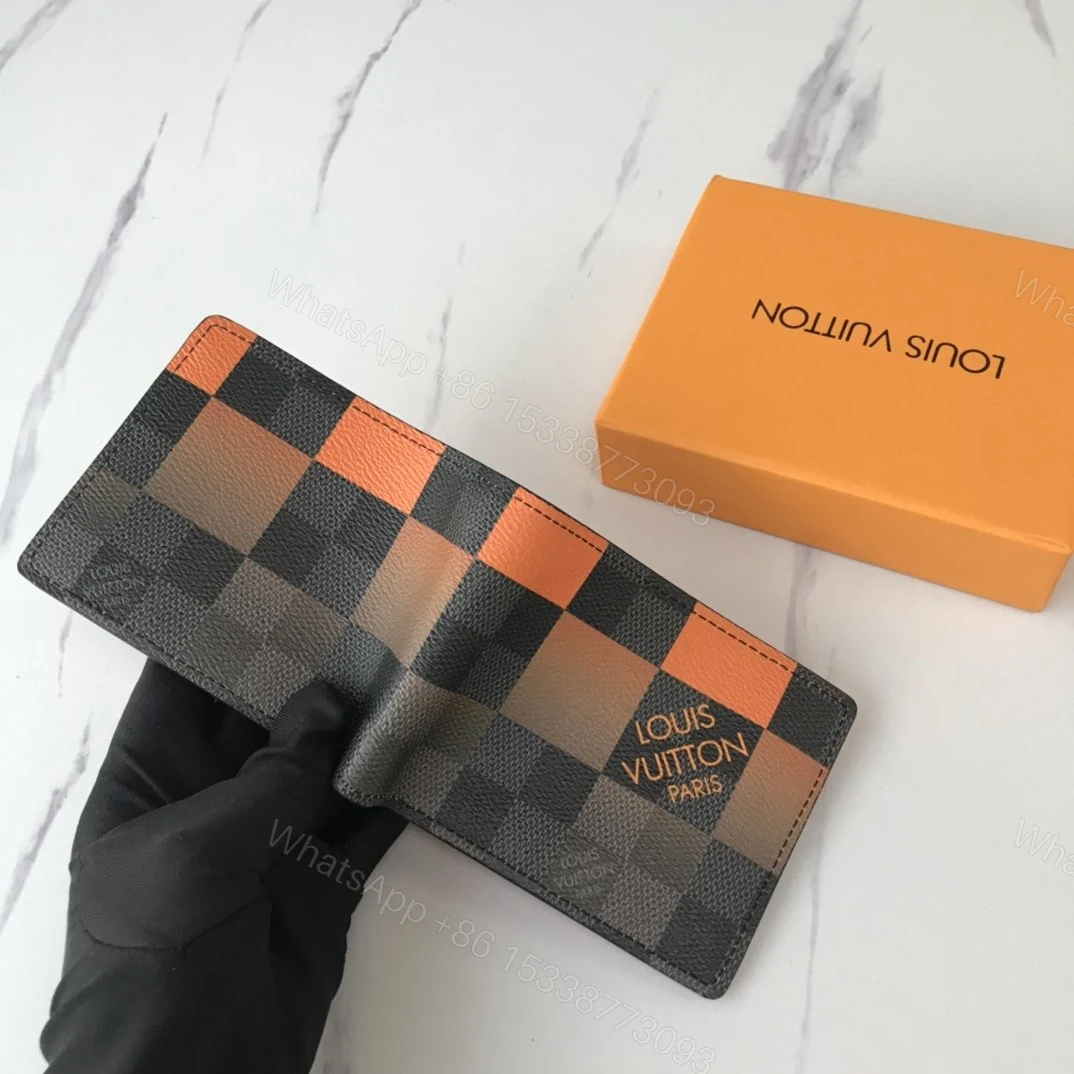 View 2 of Louis Vuitton Multiple Wallet Damier Graphite Giant 3 Card Slot Orange In