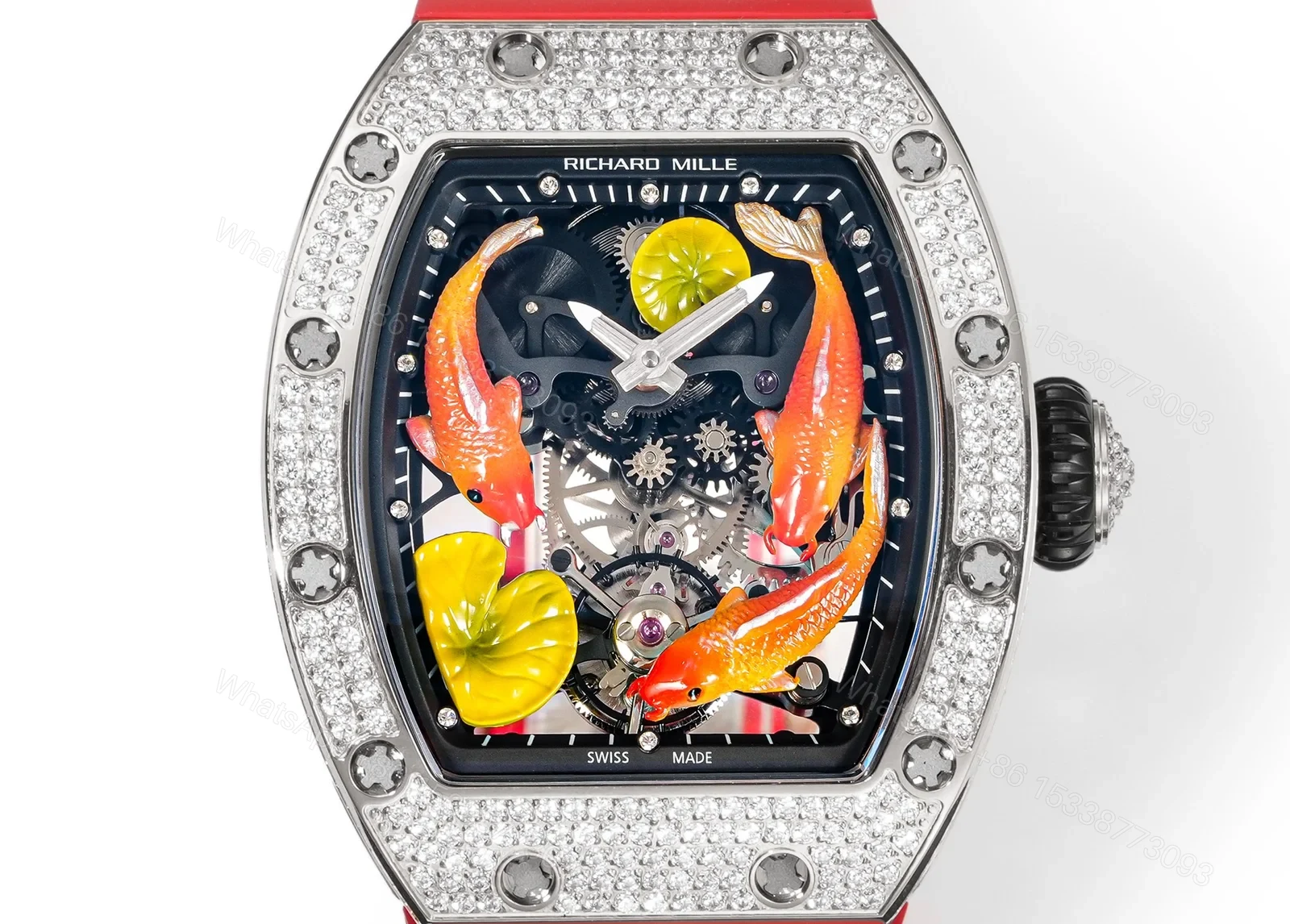 View 5 of Richard Mille RM S10 Koi Tourbillon Red Gold Diamond Red Strap Edition RMS10-KOI-RD