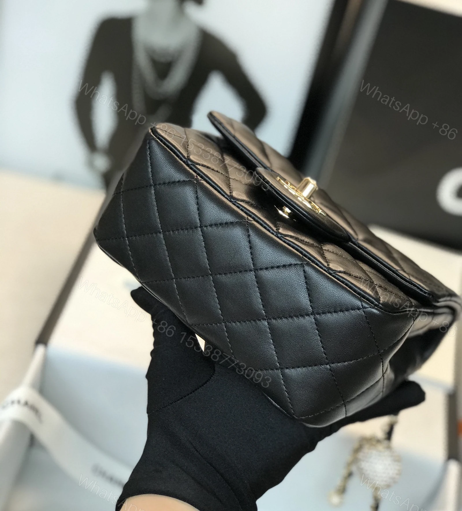 View 5 of Chanel Classic Mini Square Black