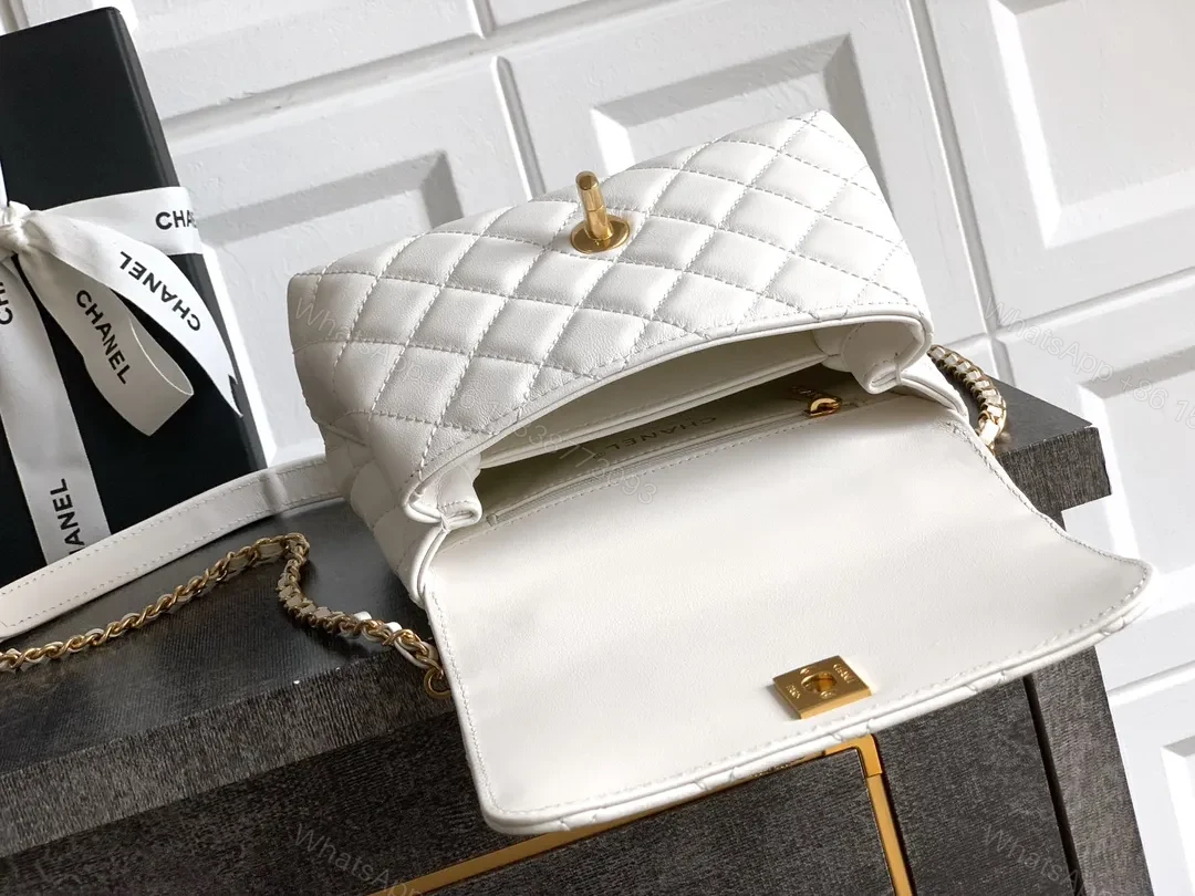 View 3 of Quilted White Lambskin Handbag: Effortless Luxury