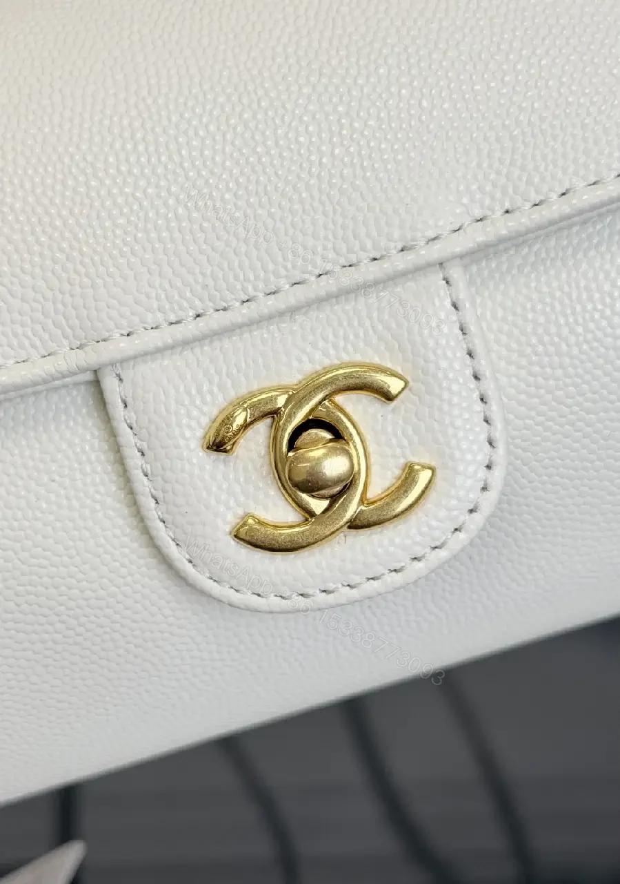 View 4 of White Calfskin Mini Flap Bag: Luxe Designer-Inspired Style