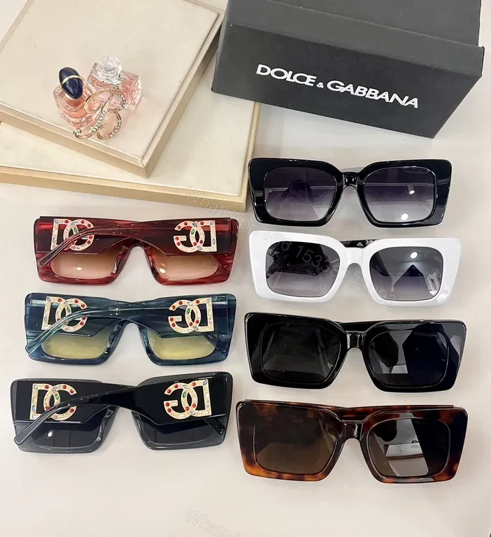 View 7 of Bold Black Square Sunglasses â€“ Crystal DG Emblem â€“ Luxury Statement