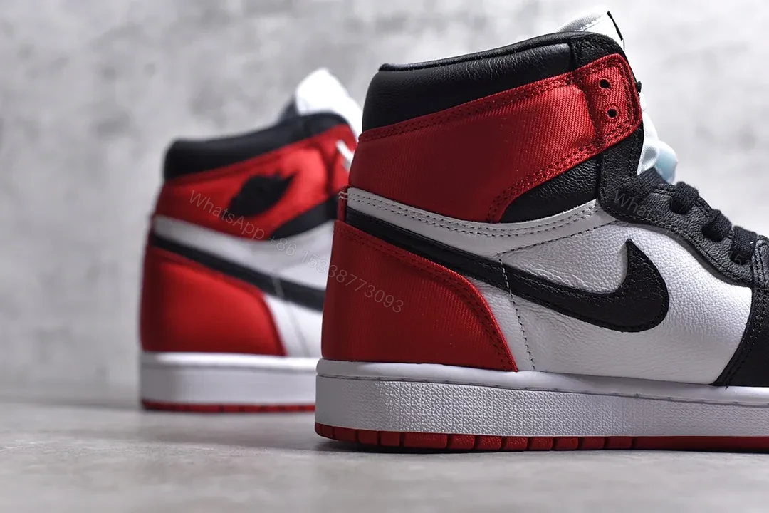 View 3 of Air Jordan 1 Retro High Satin “Black Toe” Reps