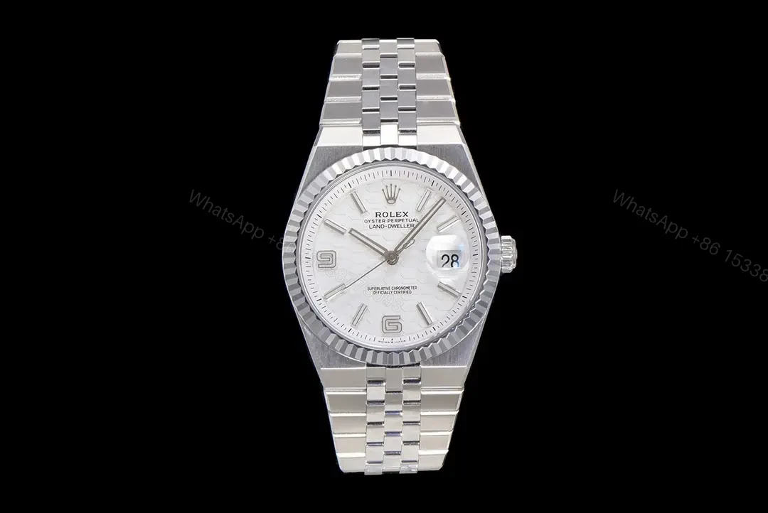 Rolex Land-Dweller 36 Oystersteel – White Gold White Dial Flat Jubilee 127334-0001 — view 1