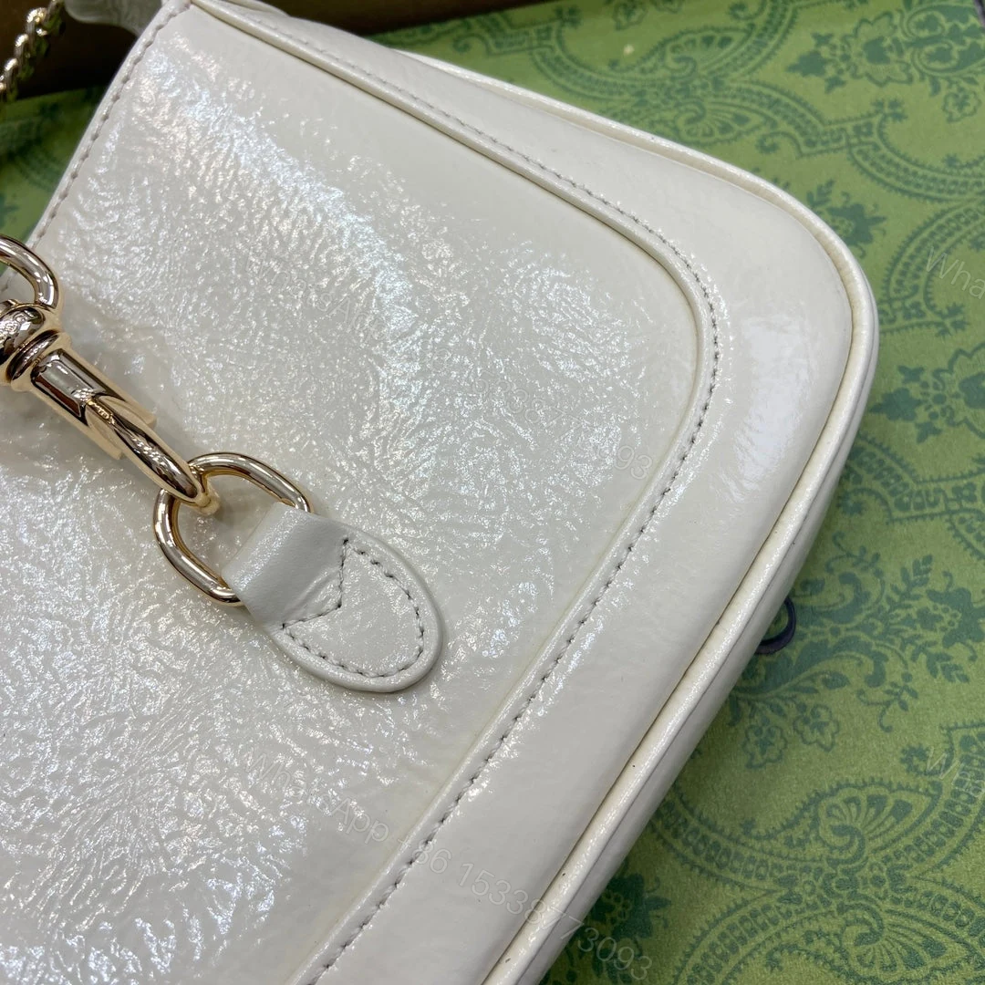 View 7 of JACKIE NOTTE MINI BAG 19 IN WHITE CRACKED LACQUER CALFSKIN GOLD HARDWARE