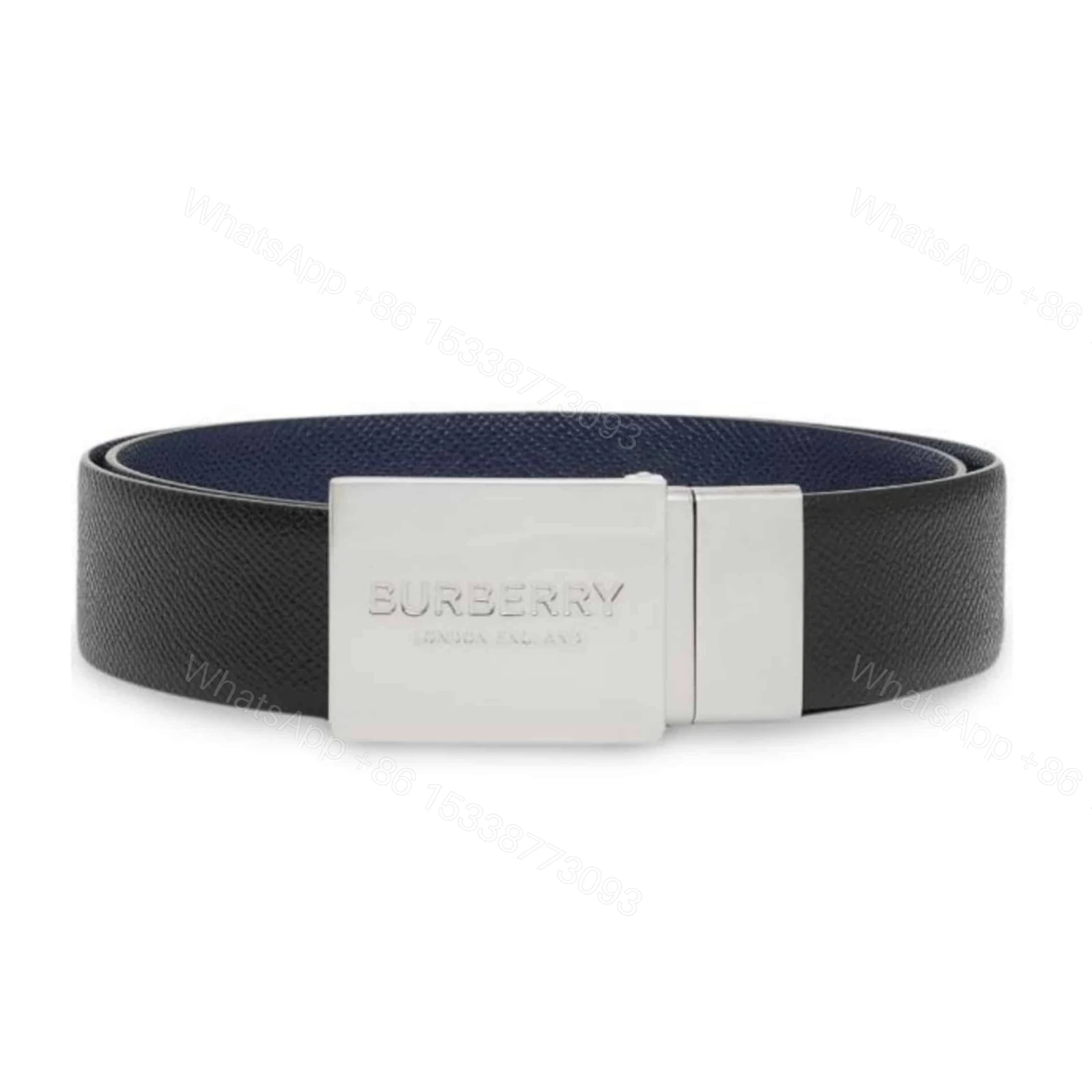 BURBERRY REVERSIBLE PLAQUE BUCKLE GRAINY LEATHER BELT – B25 — view 1