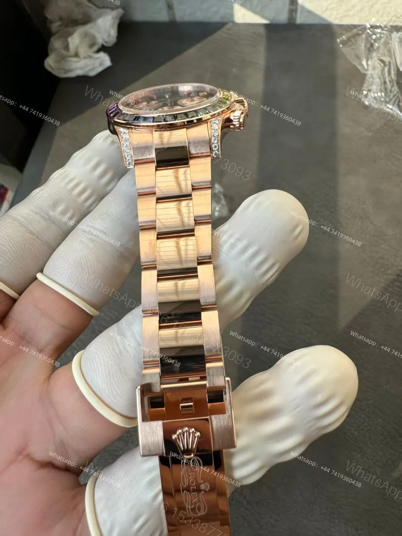 View 18 of Rolex Super Clone Rainbow Daytona 1:1 Replica Watch – 18K Rose Gold