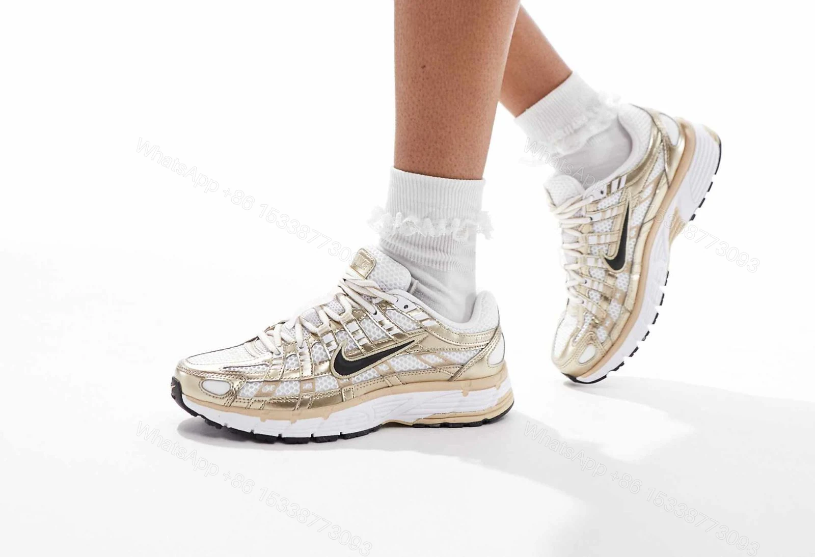 View 5 of Nike P-6000 Metallic Gold Trainers Men