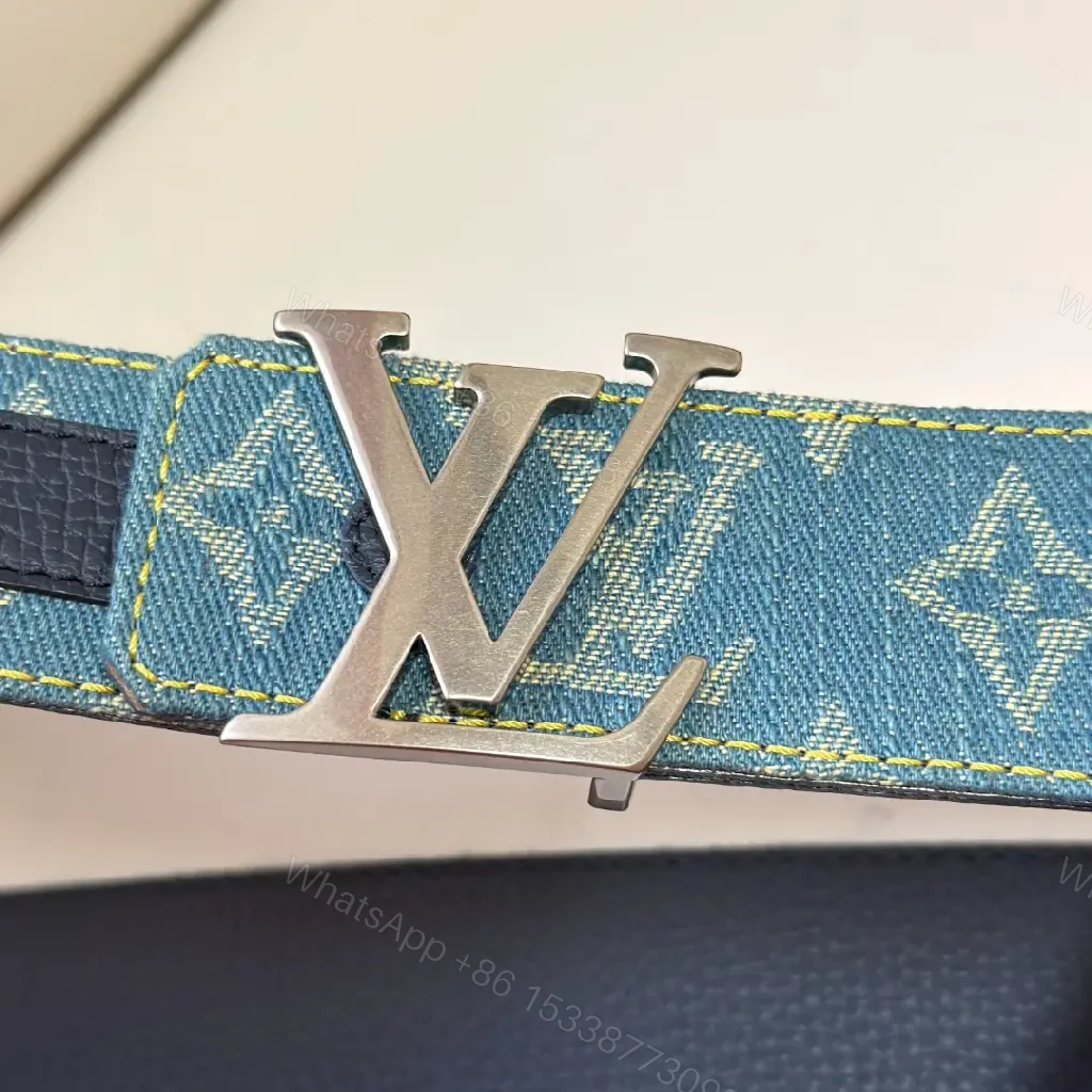 View 9 of Denim-Canvas Luxe Belt with Signature Monogram Buckle