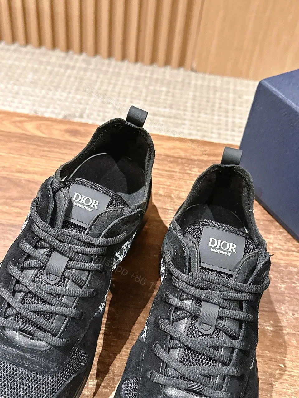 View 4 of Monochrome suede & mesh high-top sneakers with designer detailing