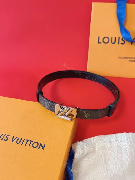 View 5 of Refined Signature Belt â€“ Dark-Brown Canvas, Gold LV Buckle