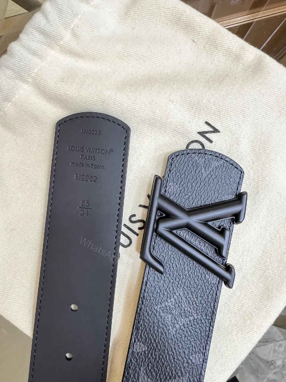 View 2 of Monogram Leather Belt with LV Closure — Modern Everyday Style