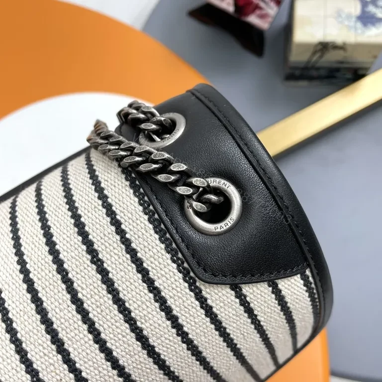 View 6 of Patterned Stride Bag: Modern Stripes with YSL Hardware Luxury Bag