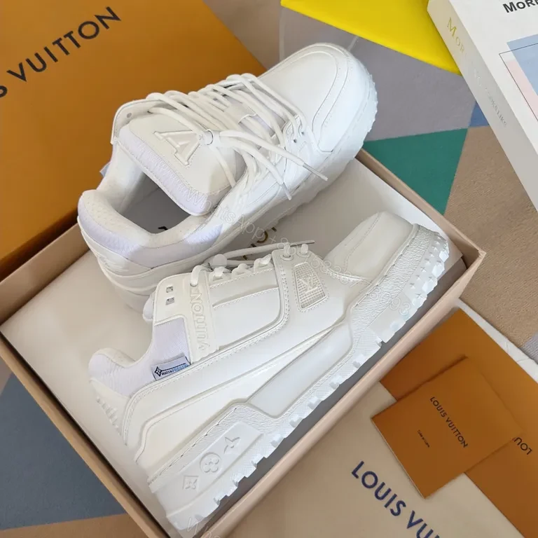 View 5 of White Signature Luxe Sneakers: LV-Inspired, All-White High Tops