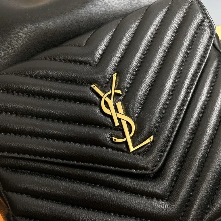 View 4 of Chic Leather Quilted Bucket Bag with Gold Monogram