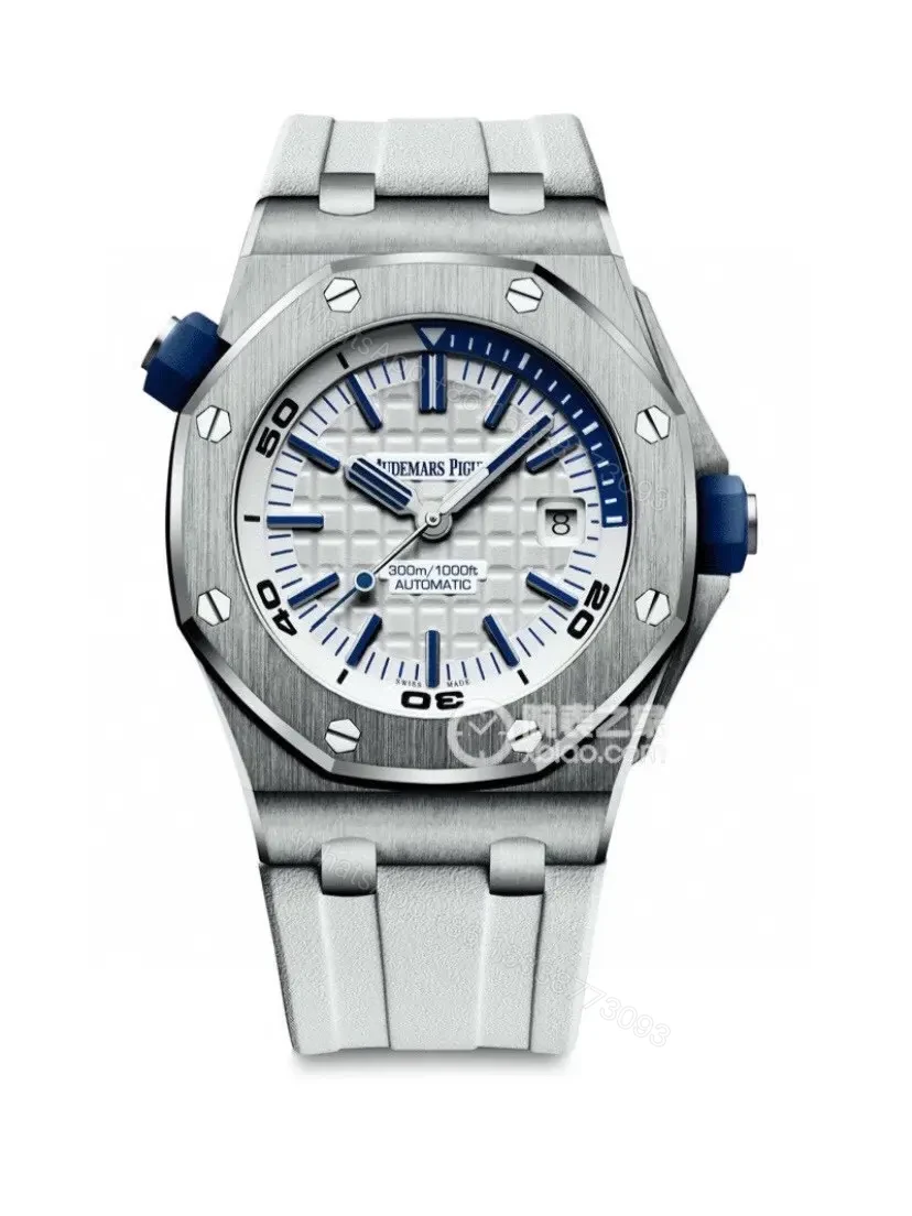 BBR Factory Audemars Piguet Royal Oak Offshore Silver Dial Blue Accents Automatic Men’s Watch 42mm Stainless Steel Case with Rubber Strap — view 1