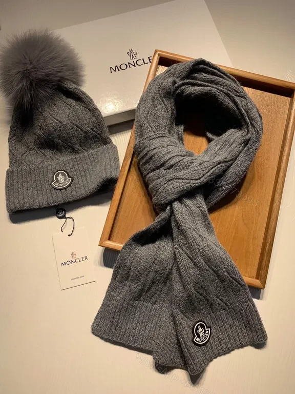 Cozy Grey Knit Duo: Premium Wool Scarf & Beanie Set — view 1