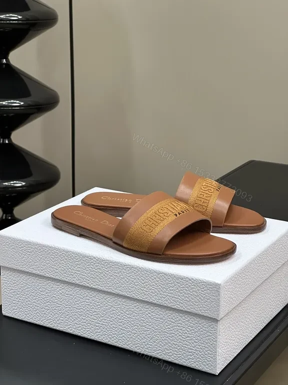 View 2 of Premium Leather Slide Sandals â€” Dior Branding, Comfort Luxury