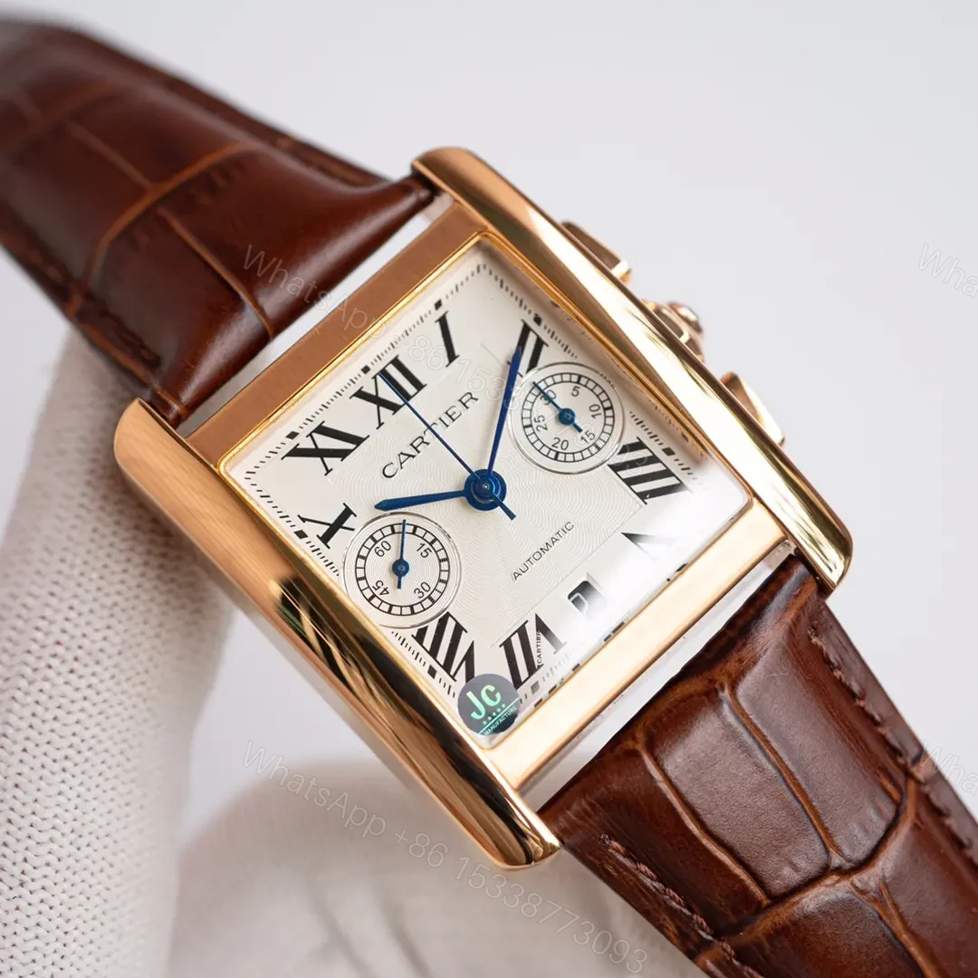View 2 of Cartier Tank Series W5330007 Rose Gold Stainless Steel Case Brown Leather Strap Automatic Watch