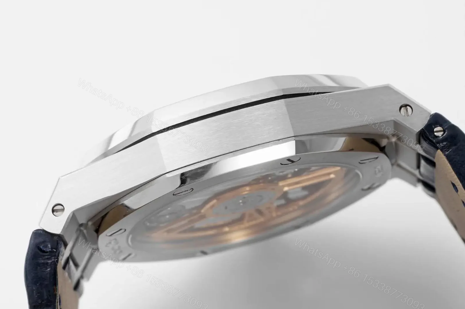 View 7 of V9 Factory Audemars Piguet Royal Oak 15500 Stainless Steel Watch with Black Dial and Leather Strap